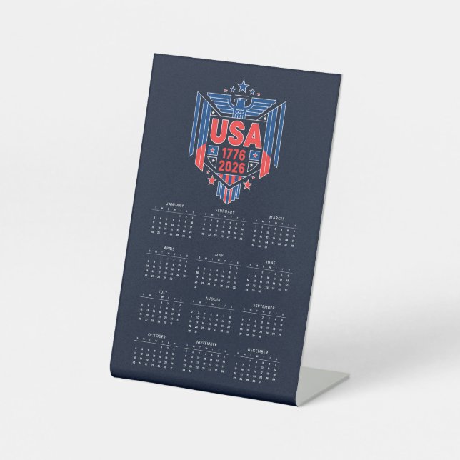 Signe De Table Calendrier 1776-2026 USA (Recto)