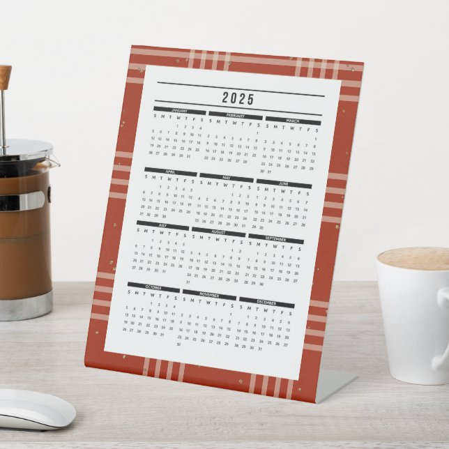 Signe De Table Calendrier 2025 du démarrage prévu - Aperçu de l'a (In SItu)