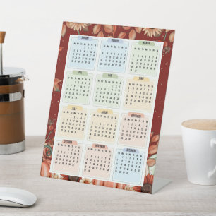 Signe De Table Calendrier 2025 du stand-up floral - Aperçu de l'a