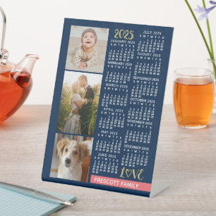 Signe De Table Calendrier 2025 Marine Coral Gold Family Photo Col