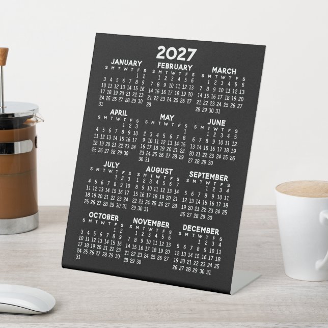 Signe De Table Calendrier 2027 - peut modifier les couleurs - pet (In SItu)