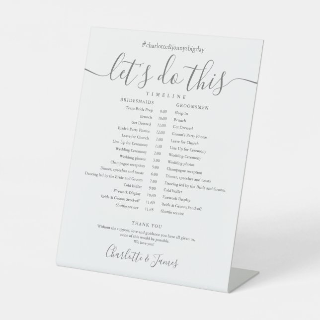 Signe De Table Calendrier de mariage élégant à l'écriture manuscr (Recto)