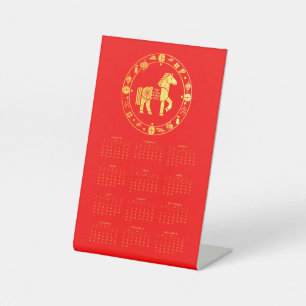 Signe De Table Calendrier Gold Chinois nouvelle année 2026