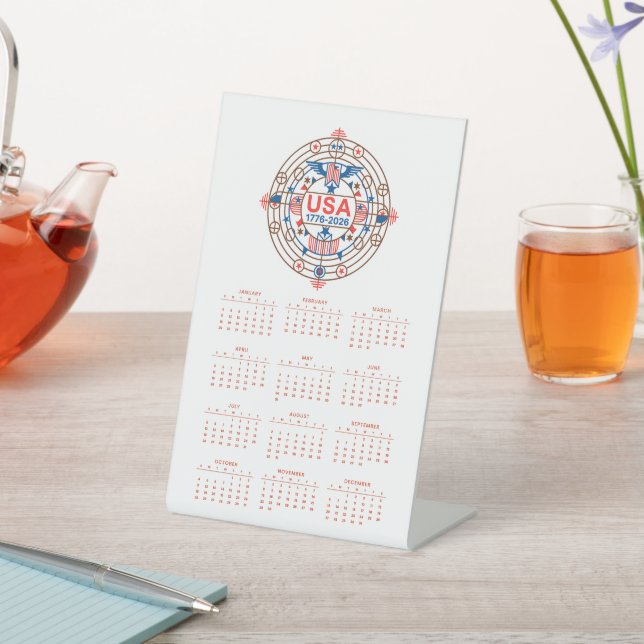 Signe De Table Calendrier Joyeux anniversaire USA 250 (In SItu)