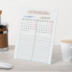 Signe De Table Calendrier mensuel 2025