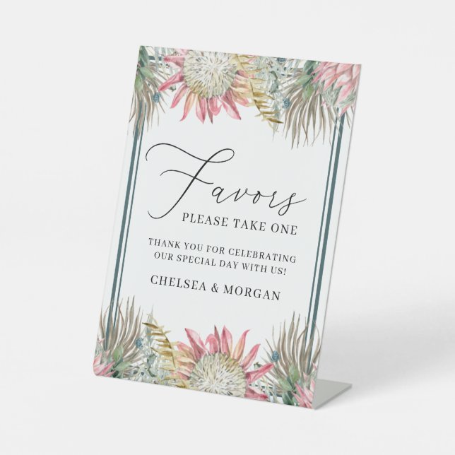 Signe De Table Calligraphie Aquarelle Boho Fleurs mariage Faveur (Recto)