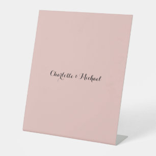 Signe De Table Calligraphie de mariage Élégante Rose Gold Nom sim