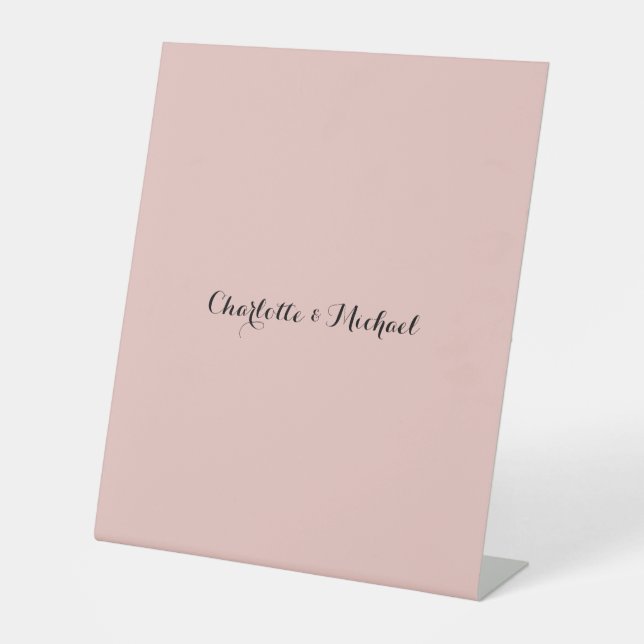 Signe De Table Calligraphie de mariage Élégante Rose Gold Nom sim (Recto)