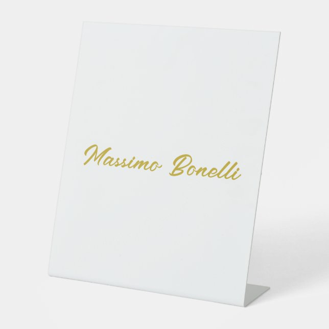 Signe De Table Calligraphie Élégant Or Blanc Simple Nom (Recto)