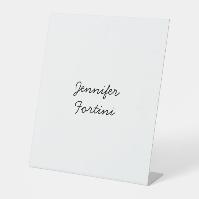 Signe De Table Calligraphie Élégante Noir & Blanc Simple (Recto)