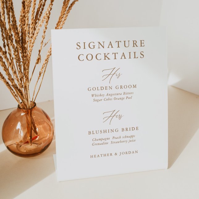 Signe De Table Calligraphie Gold Mariage Signature Bar à cocktail (Créateur téléchargé)