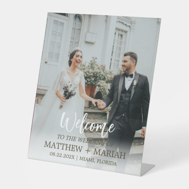 Signe De Table Calligraphie moderne Accueil simple Mariage photo (Recto)