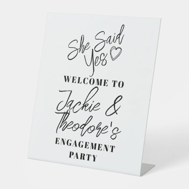 Signe De Table Calligraphie moderne Engagement Parti Bienvenue Pe (Recto)