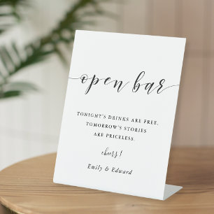 Signe De Table Calligraphie moderne Mariage Open Bar