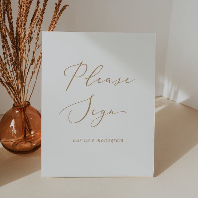 Signe De Table Calligraphie Or Délicate S'Il Vous Plaît Signer (Créateur téléchargé)