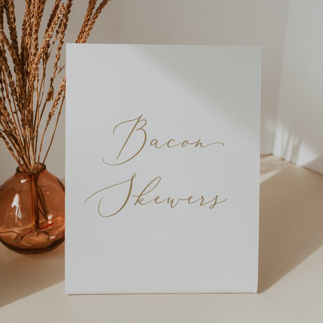 Signe De Table Calligraphie Or Delicate Simple Bacon Skewers (Delicate Gold Calligraphy Simple Bacon Skewers Pedestal Sign)