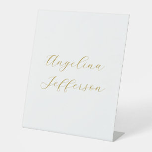 Signe De Table Calligraphie Professionnel Élégant Couleur Or