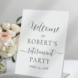 Signe De Table Calligraphie Retraite Parti Bienvenue Pedestal