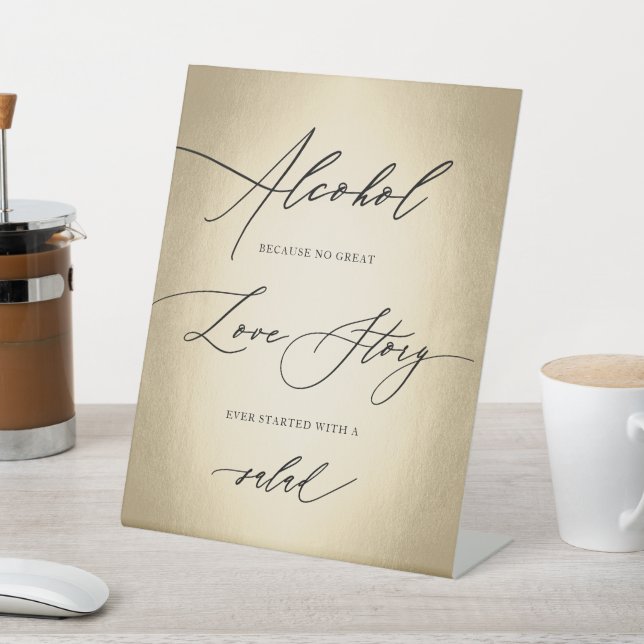Signe De Table Calligraphie Script Alcool Love Mariage (In SItu)