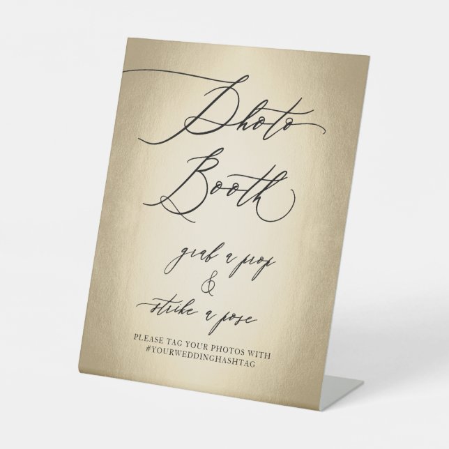 Signe De Table Calligraphie Script Gold Photo Booth Mariage (Recto)