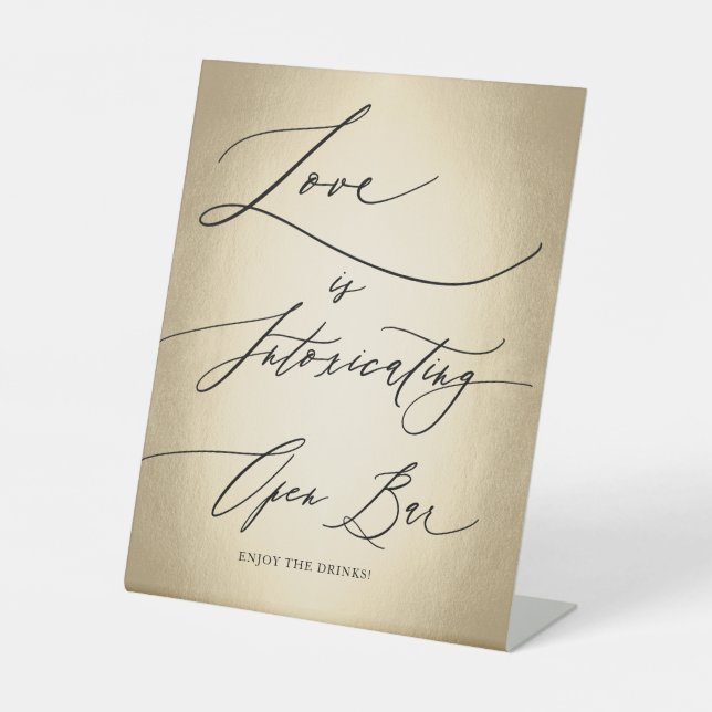 Signe De Table Calligraphie Script L'amour est enivrant Mariage (Recto)