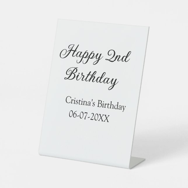 Signe De Table calligraphie simple minimum heureux 2e anniversair (Recto)