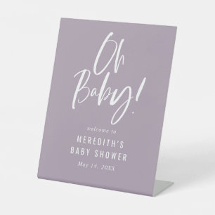 Signe De Table Calligraphie simple violet Baby shower neutre
