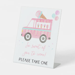 Signe De Table Camion de Glace Anniversaire Faveur