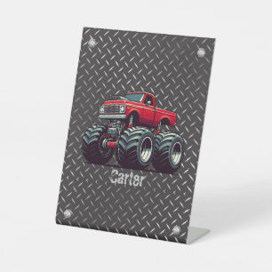 Signe De Table Camion monstre rouge