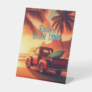 Signe De Table camionnette vintage tropical/Hawaii surf