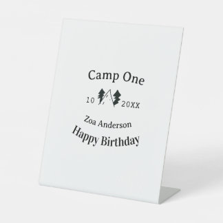 Signe De Table Camp one happy birthday name date campingadventure
