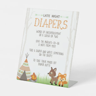 Signe De Table Camper Tent Diapeurs de nuit tard Conseil Baby sho
