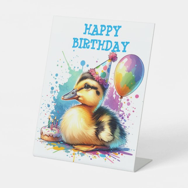 Signe De Table CANARD BÉBÉ MIGNON souhaitant joyeux anniversaire (Recto)