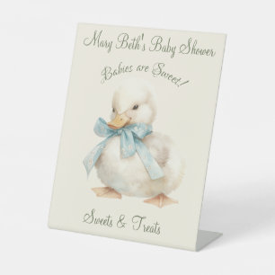 Signe De Table Caneton avec ruban Baby Shower Sucreries & Friandi