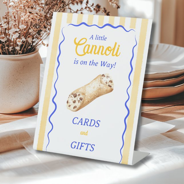 Signe De Table Cannoli Yellow Blue Italian Baby Shower Favor (Créateur téléchargé)