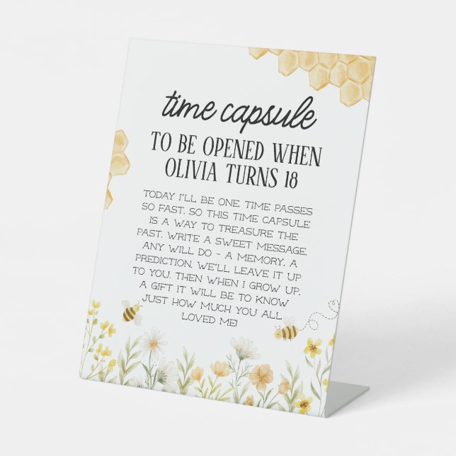 Signe De Table Capsule Temporelle 1er Anniversaire Abeille (Recto)