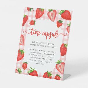 Signe De Table Capsule temps Fraise rose En vichy Anniversaire
