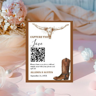 Signe De Table Capture amour QR code Western cowboy bottes mariag