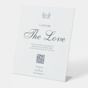 Signe De Table Capturez l'amour de mariage de Monogram Blue Crest