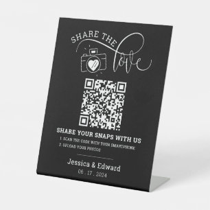 Signe De Table Capturez L'Amour Qr Code Black Chic Mariage modern