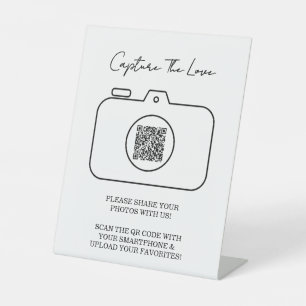 Signe De Table Capturez le code QR de partage de photos d'amour