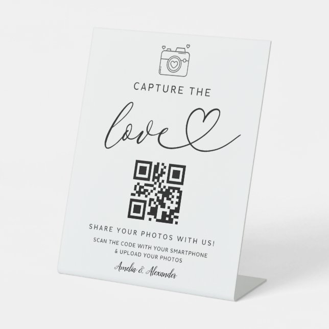 Signe De Table Capturez Le Code Qr Love - Mariage Photo Signal (Recto)