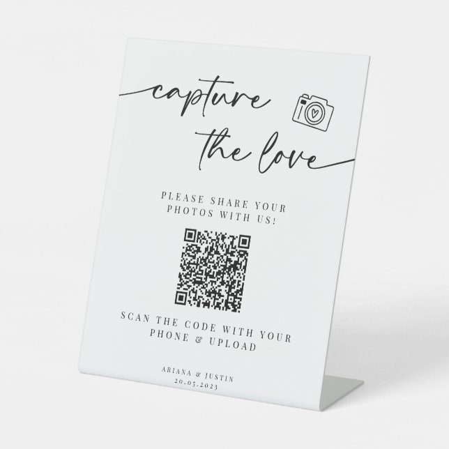 Signe De Table Capturez Le Mariage Love Sign Avec Le Code QR (Recto)