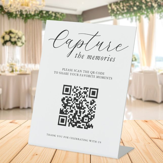Signe De Table Capturez les souvenirs Code QR de photo de mariage (Créateur téléchargé)