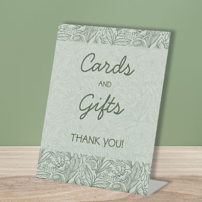 Signe De Table Cards & Gifts Floral Sage Green Bridal Shower (Cards & Gifts Floral Sage Green Bridal Shower Pedestal Sign)