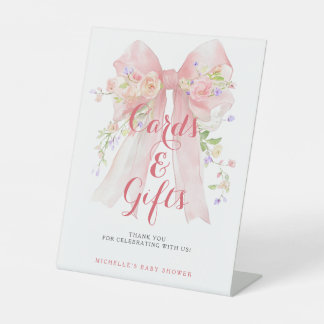 Signe De Table Cards & Gifts Pink Bow Wildflowers Baby Shower