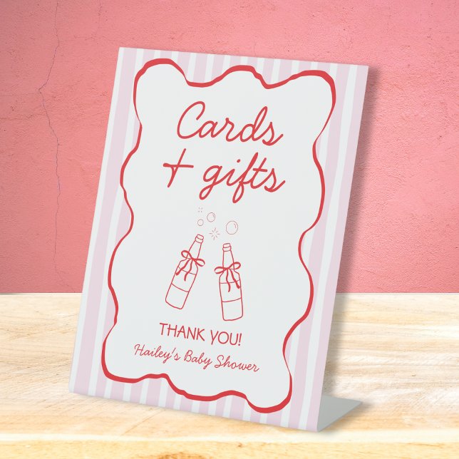 Signe De Table Cards & Gifts Soda Bottle Pink & Red Baby Shower (Cards & Gifts Soda Bottle Pink & Red Baby Shower Pedestal Sign)