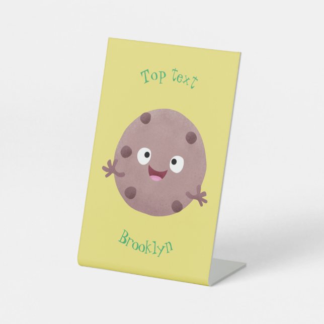 Signe De Table Caricature de biscuit à puce en chocolat (Recto)