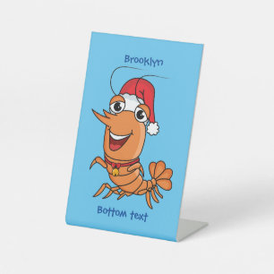 Signe De Table Caricature de crevettes de Noël joyeux