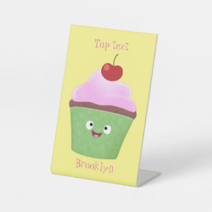 Signe De Table Caricature de cupcake joyeux